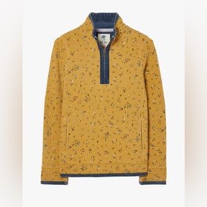 FATFACE Airlie Sketched 1/4 Zip Yellow Floral Ditsy Print Sweater 100% Cotton -6